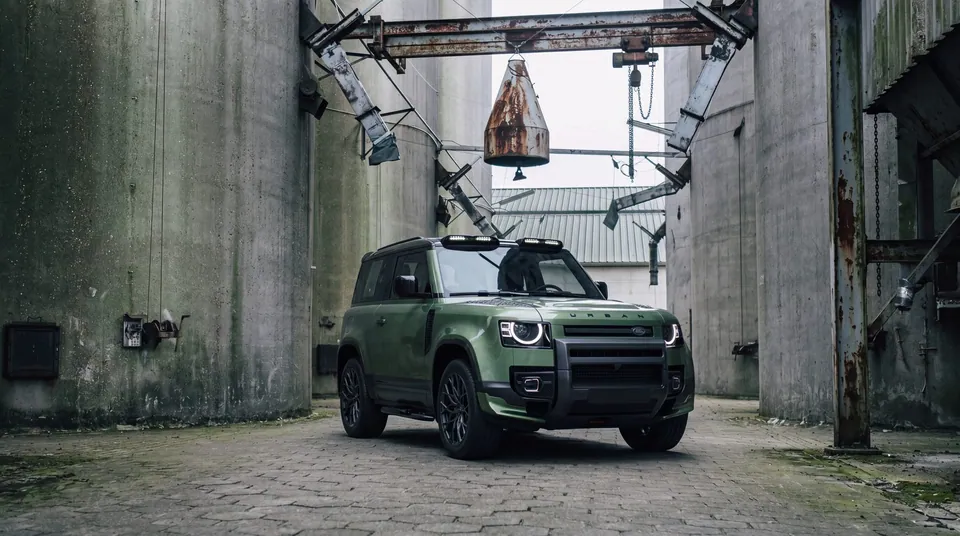 An Urban Defender in an industrial courtyard, generated with Spaces